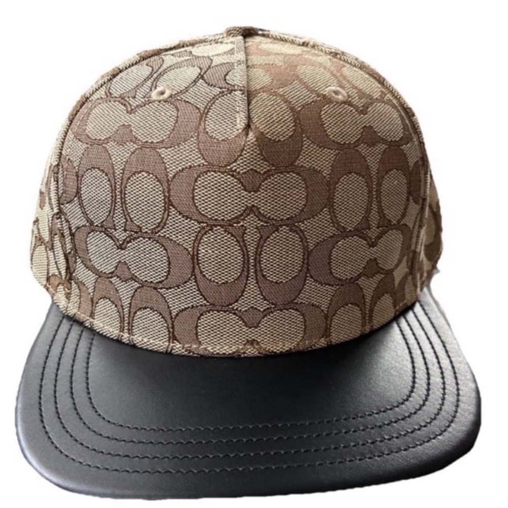 Coach Brown Signature Logo Cap with Black Brim